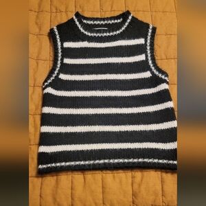 Striped Black and White Knit Vest
